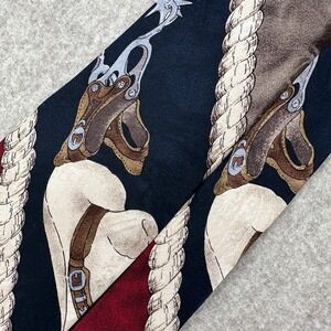 VTG Roper Silk‎ Necktie Cowboy Hat Boots Western Ranch Saddle Rodeo